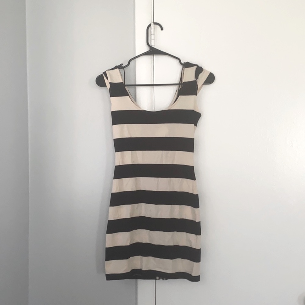 Black and white striped dress